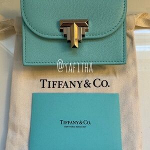 Tiffany & Co. Aqua Leather small wallet card holder (NWT)